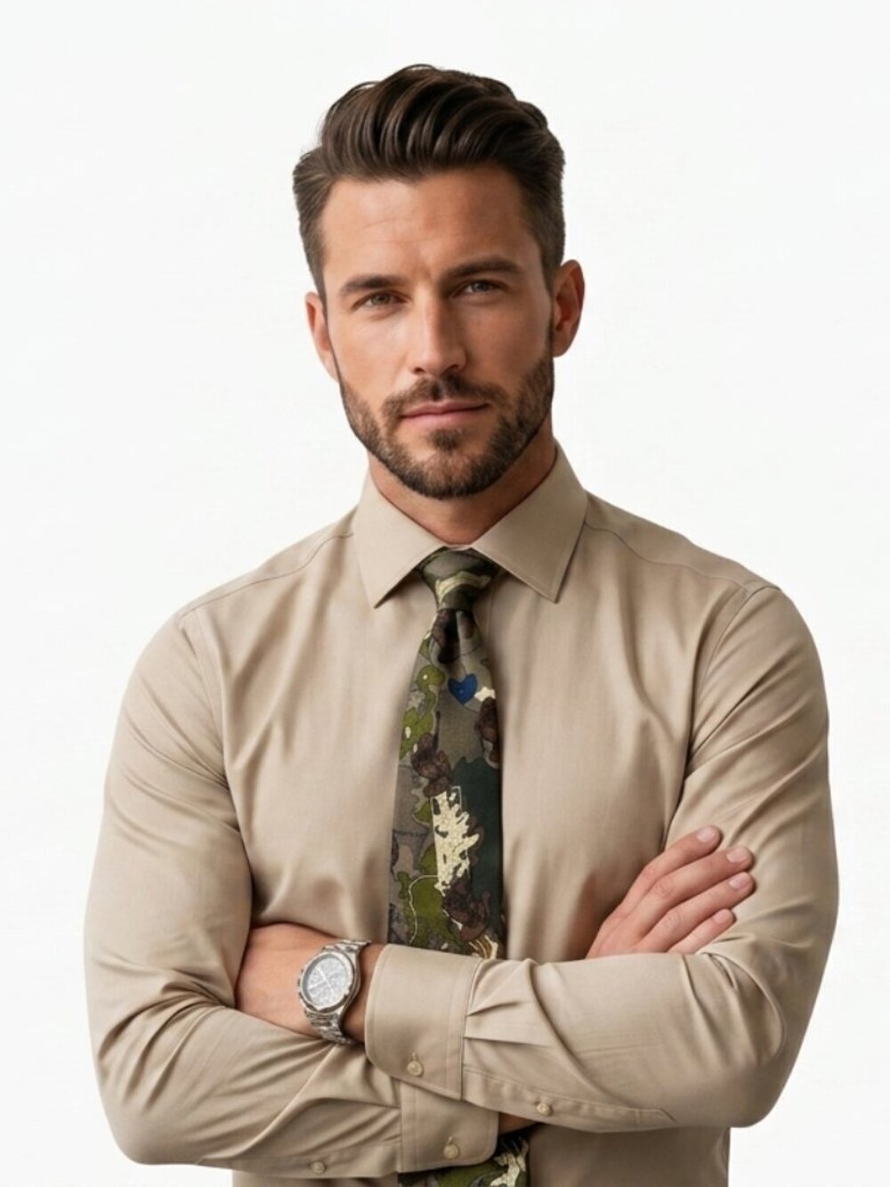 Structure Men's Neck Tie Army Green Camo Silk NWT Office Event Soldier